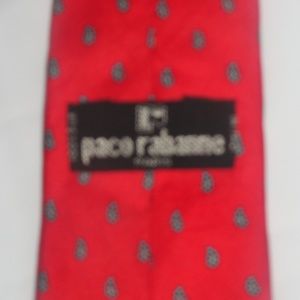 Cravate En Soie Paco Rabanne - Bleu Avec Petits Motifs Fleurs Rouges/Bleus - Neuf Sans Étiquette